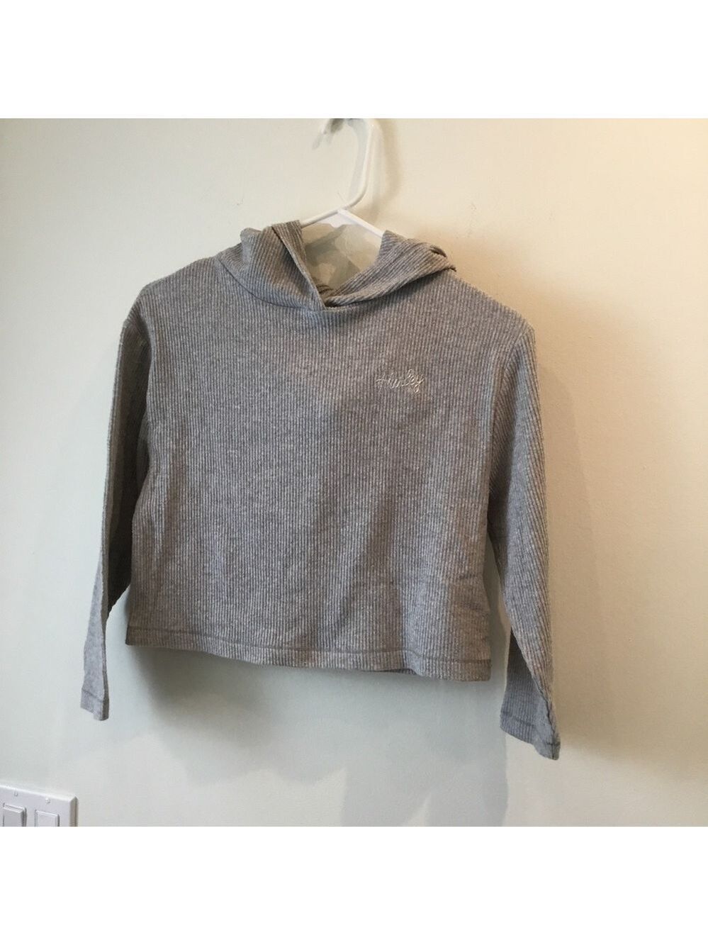 HURLEY Kids Small 8-10 years long sleeve hooded ribbed fabric tee